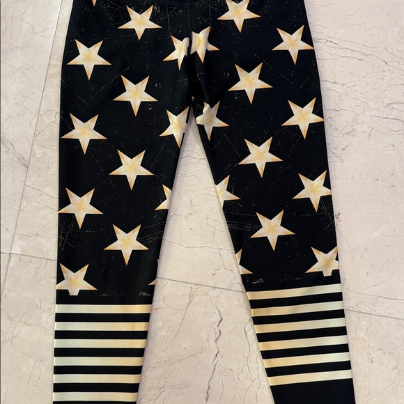 Shape Up Black Leggings with Star and Stripe Design - Picture 6 of 12
